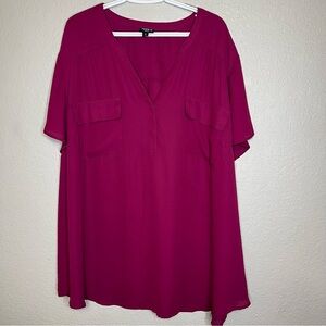 Torrid Harper Berry Color Women's Flutter Sleeve Blouse Size 6 (6X)